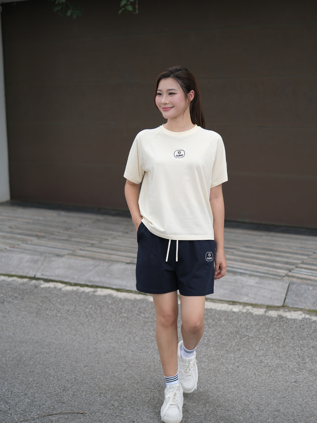 Set Bộ Đùi Nữ GUNO Chất Liệu Cotton Cao Cấp Thoáng Mát Tay Phối Sọc 