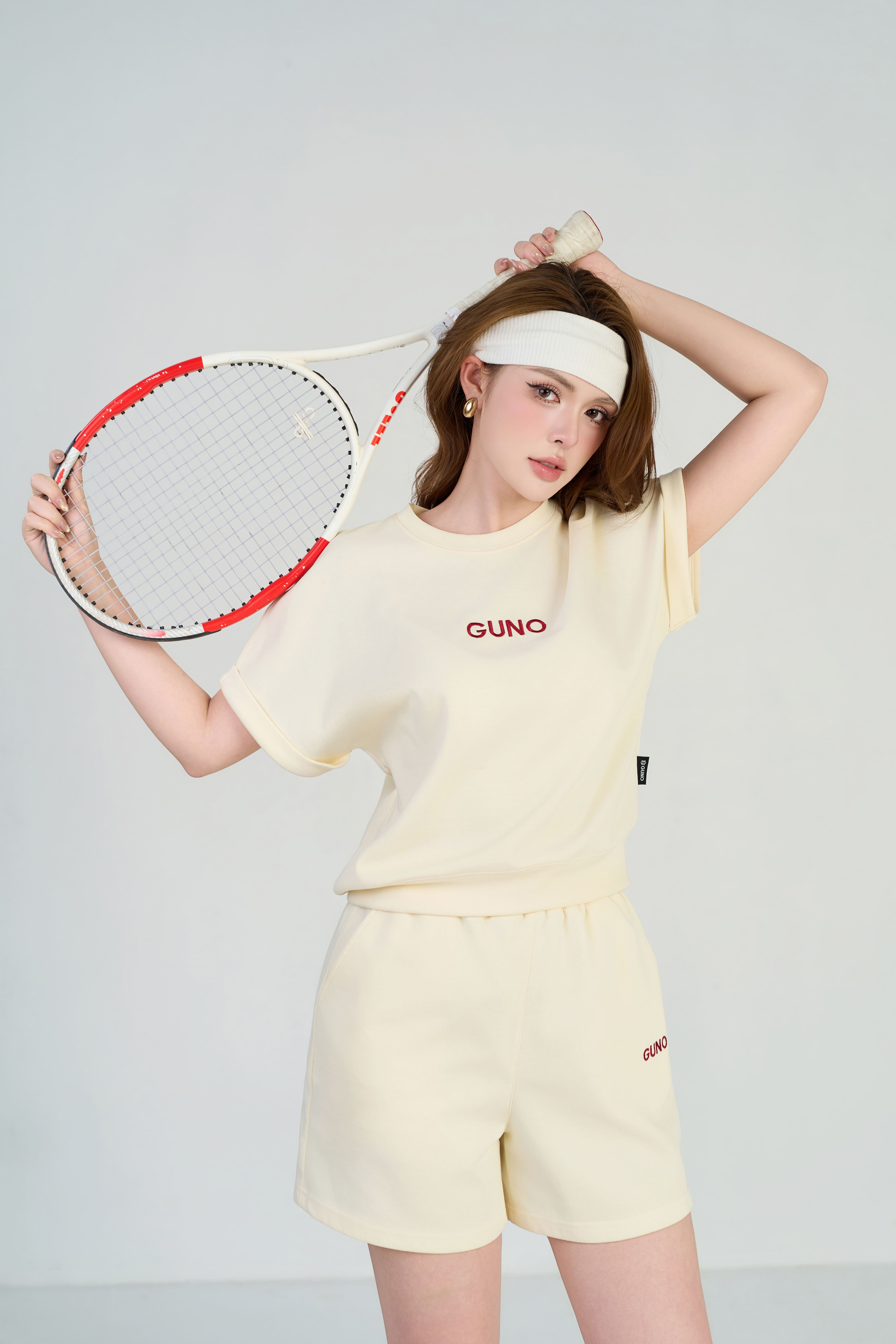 Set Bộ Đồ Cộc Tay GUNO Vải Modal Cool Mềm Mát Cổ Tròn Logo Thêu 