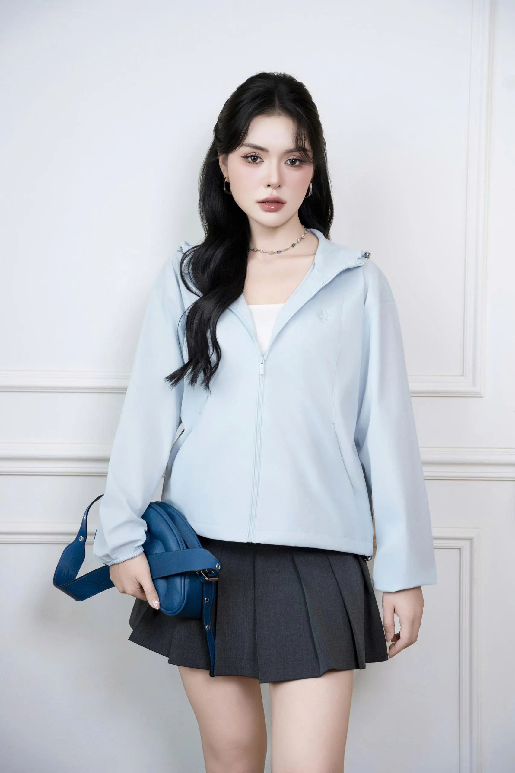 Áo khoác gió Nữ GUNO siêu nhẹ 1 lớp có mũ