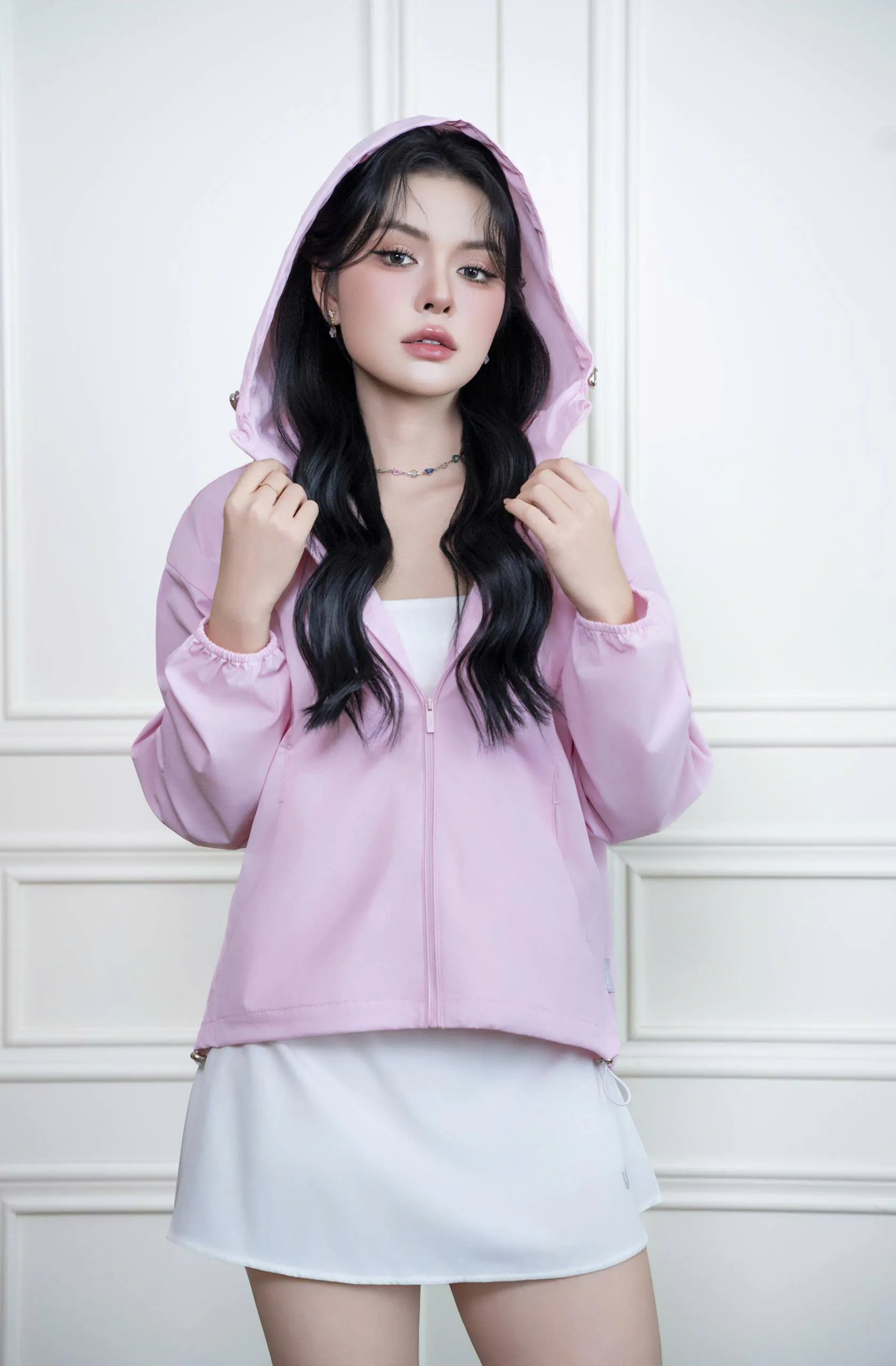 Áo khoác gió Nữ GUNO siêu nhẹ 1 lớp có mũ