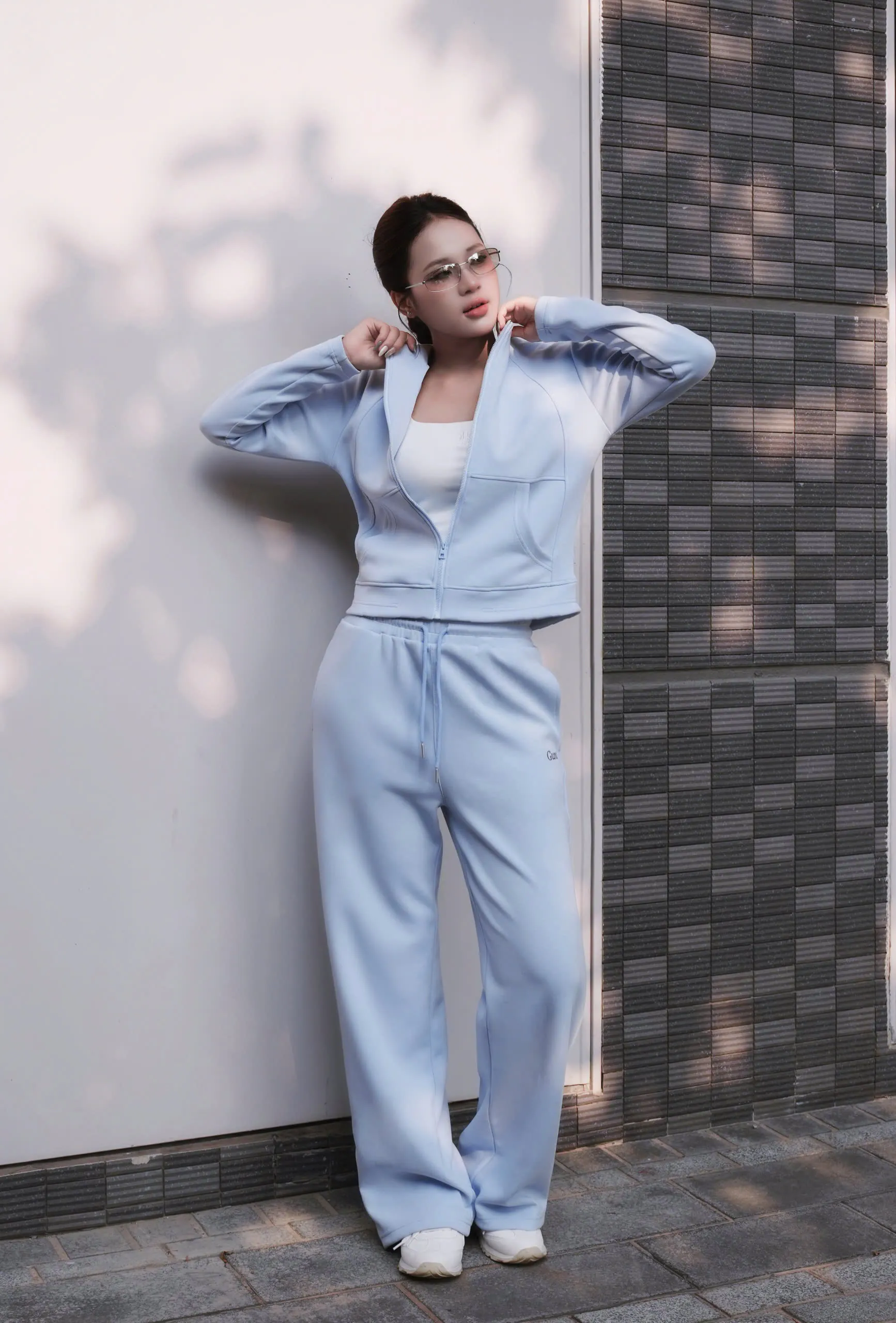 Bộ Quần Áo Nỉ Nữ GUNO Nỉ Modal Cao Cấp Cổ Leo Có Khóa Kéo Kèm Quần Suông Thời Trang Thu Đông